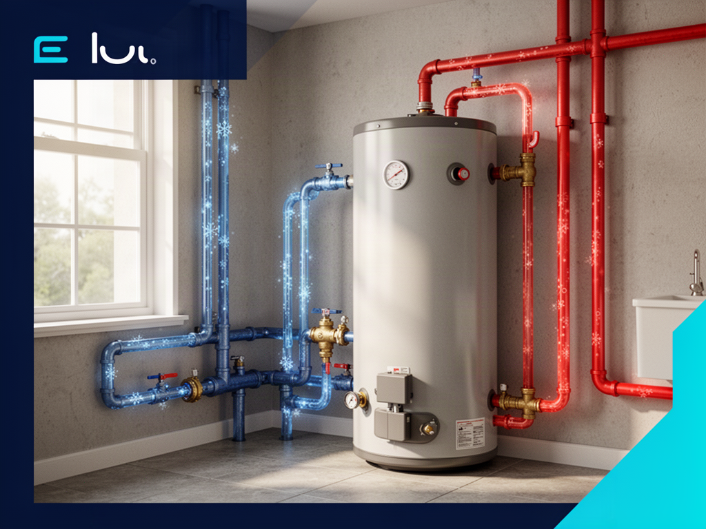 Educational illustration of residential water heater equipment